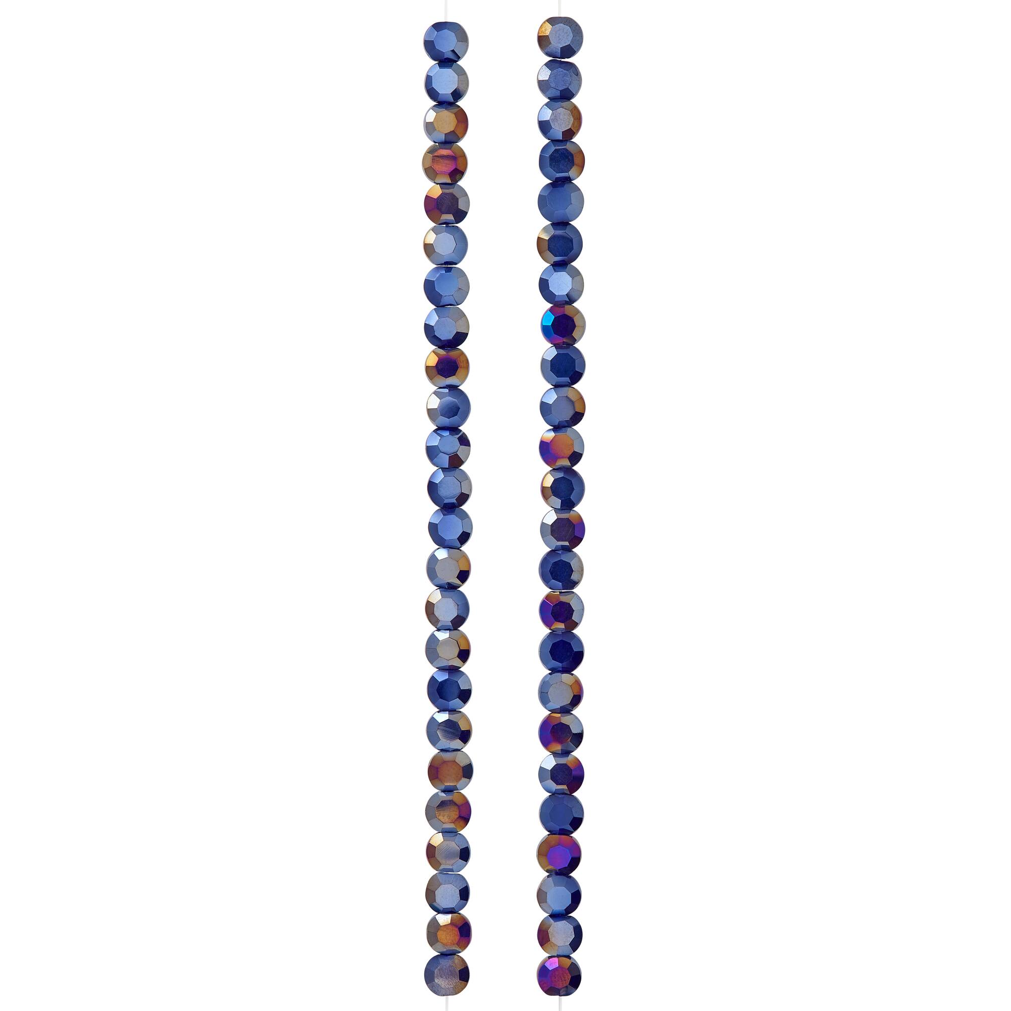 Dark Blue Silverite Opaque Flat Round Glass Beads, 6mm by Bead Landing™